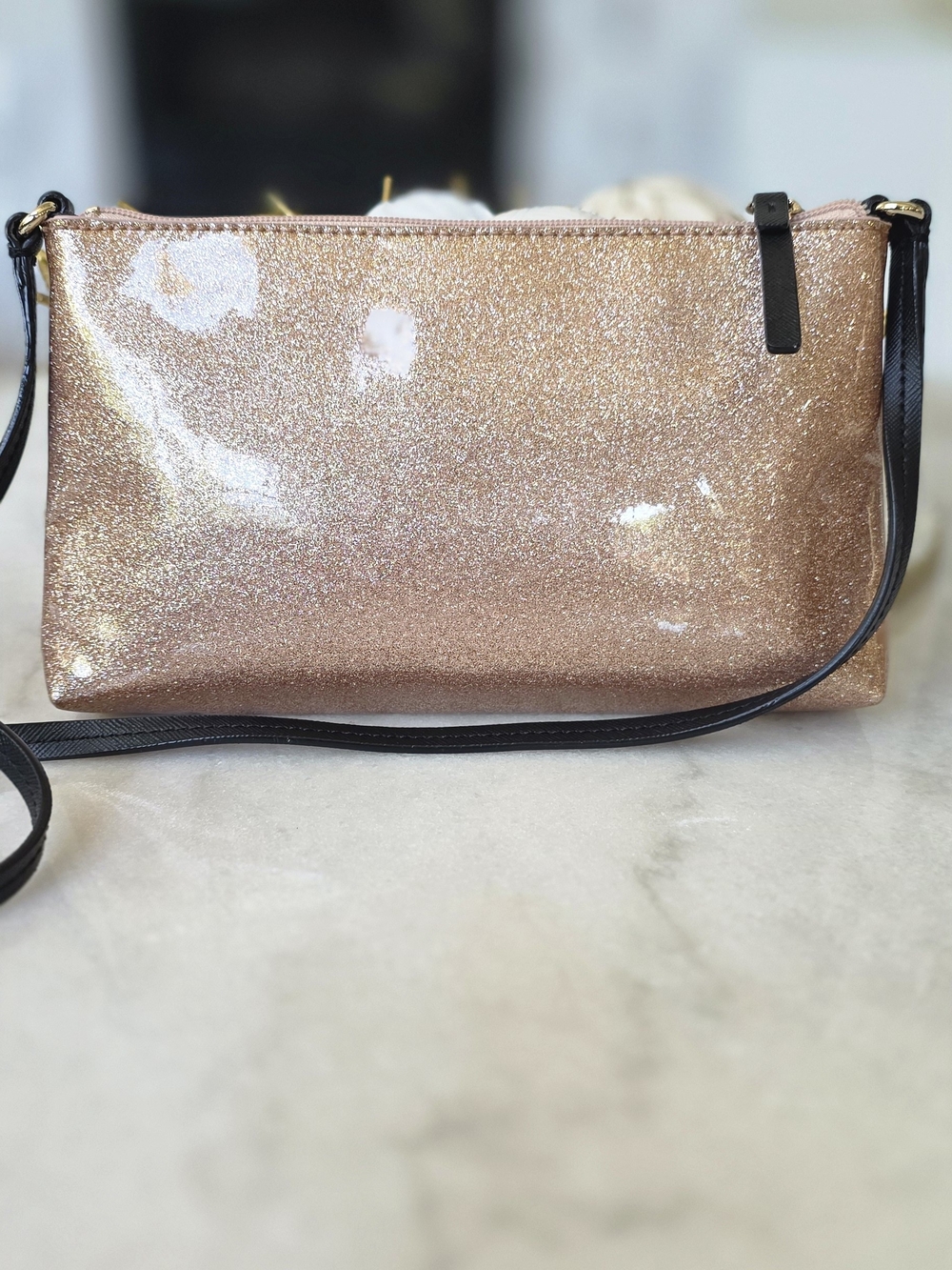 Kate Spade Mavis Street Amy Glitter Crossbody Bag Rose Gold - Picture 2 of 12